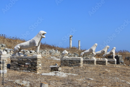 Terrasse des Lions à Délos – Cyclades – Grèce
