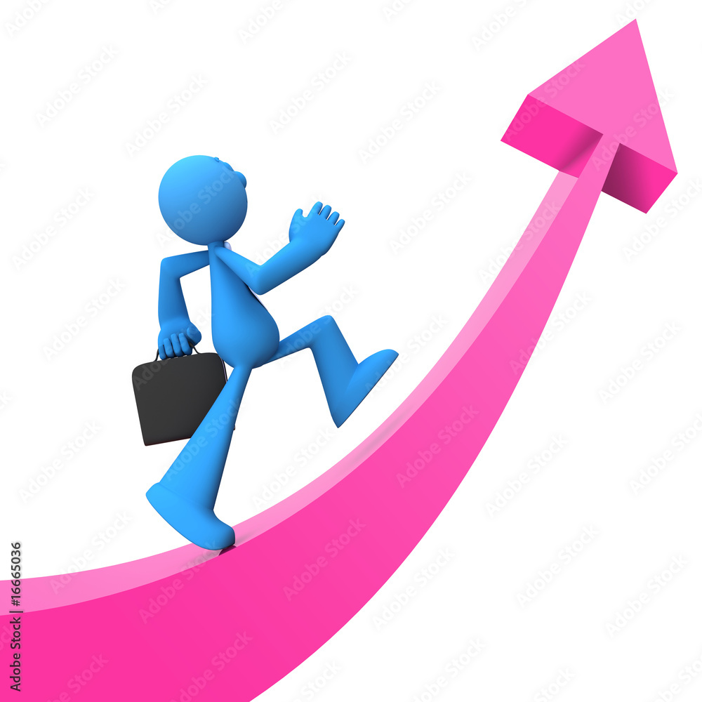 Businessman with tie and handbag going up Businessman with tie and handbag going up