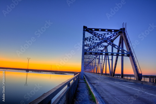 automobile bridge on sunset