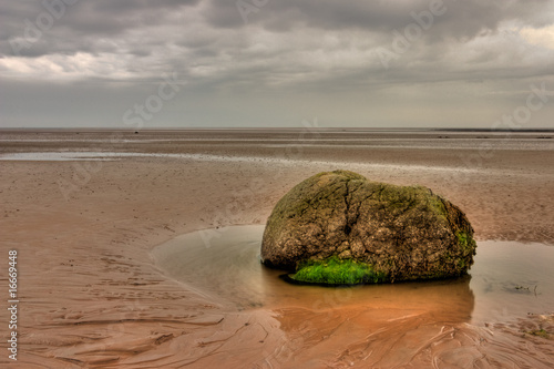Lonely stone on the beach in Heysham