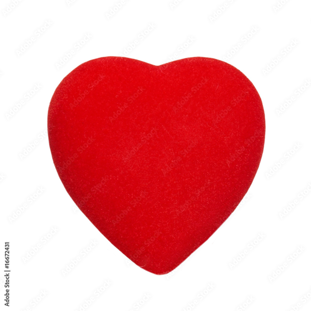 Red valentine heart isolated on white.