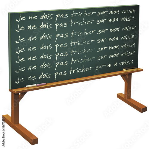 Tableau noir et sa punition en français (détouré)