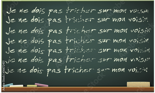 Tableau noir et sa punition en français (détouré)