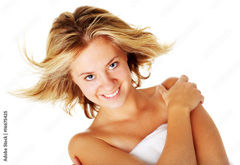 Fototapeta premium Beautiful Young Spa Woman On White