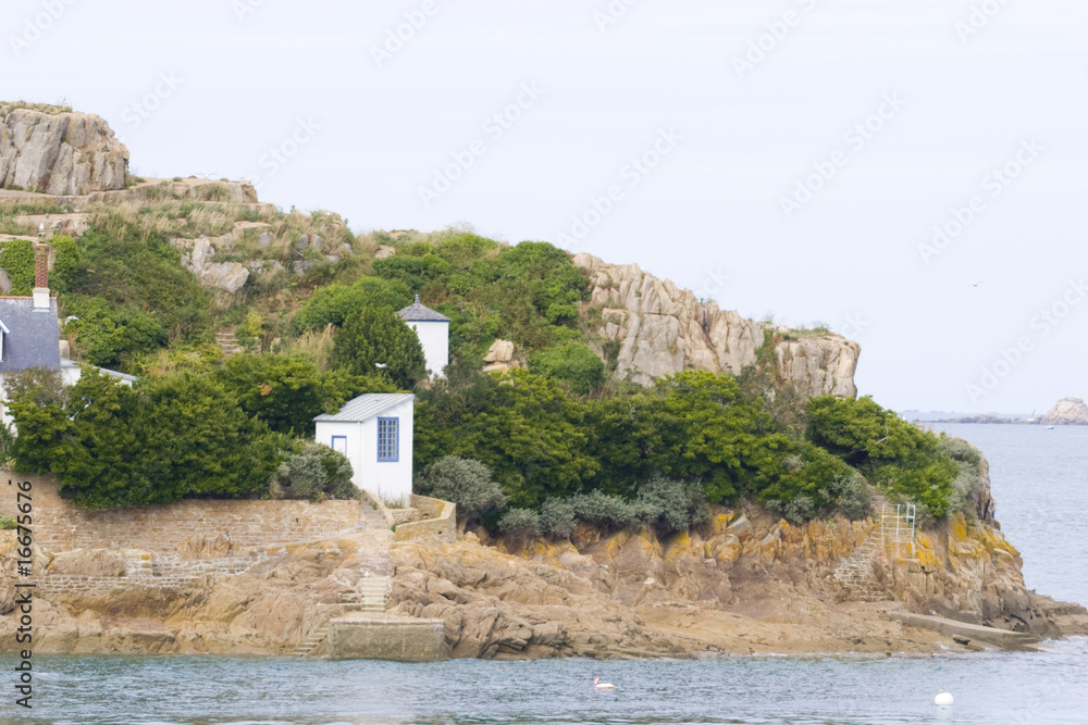 small island in the sea in brittany