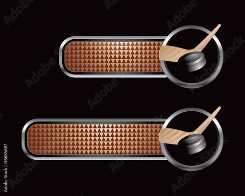 Canvas Print hockey puck and stick on brown banners