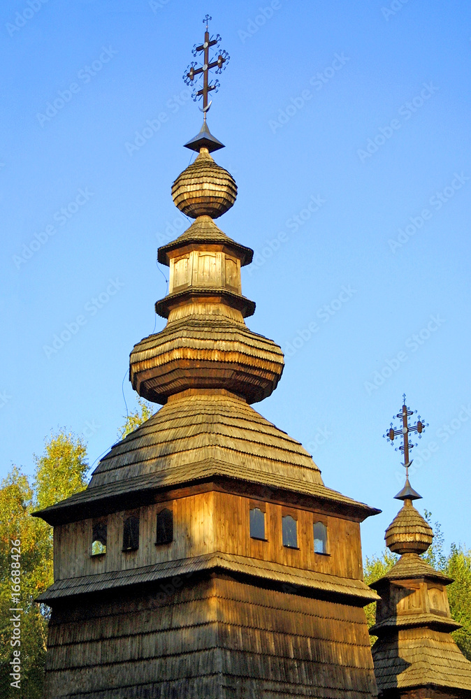 Cupolas of wooden church