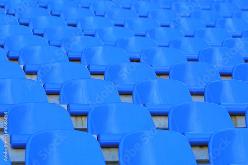 Blue empty stadium seats