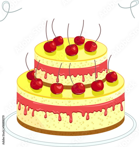 Big cherry cake  vector image