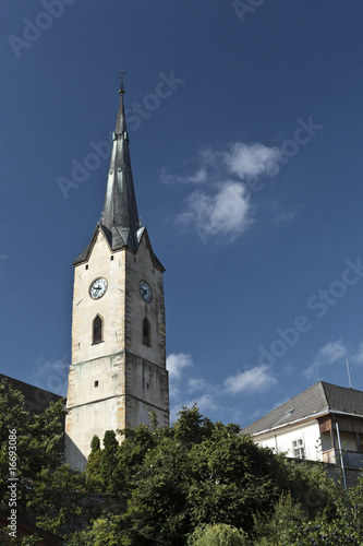 Small town church tower