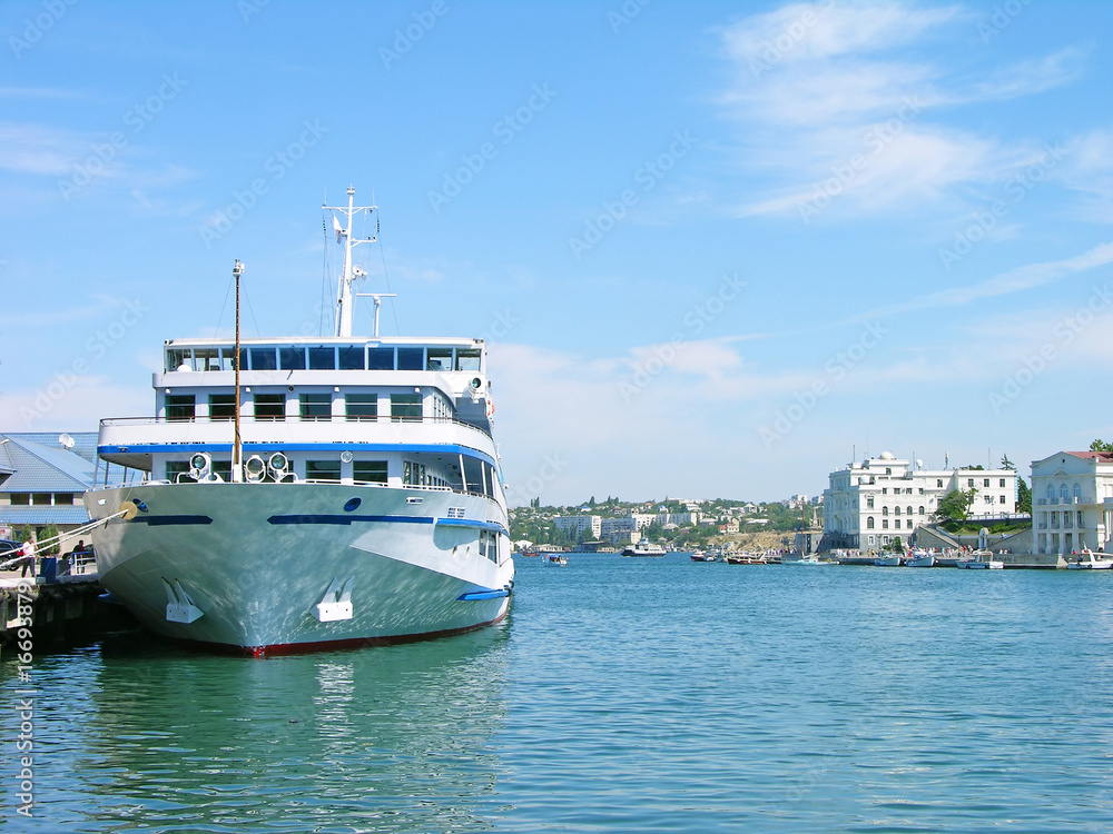 Cruise liner in Sevastopol harbor Cruise liner in Sevastopol harbor