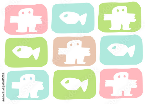 pictogram man fish