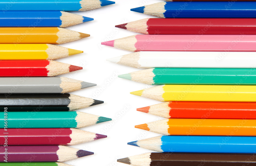 Set of colour pencils on white background Set of colour pencils on white background