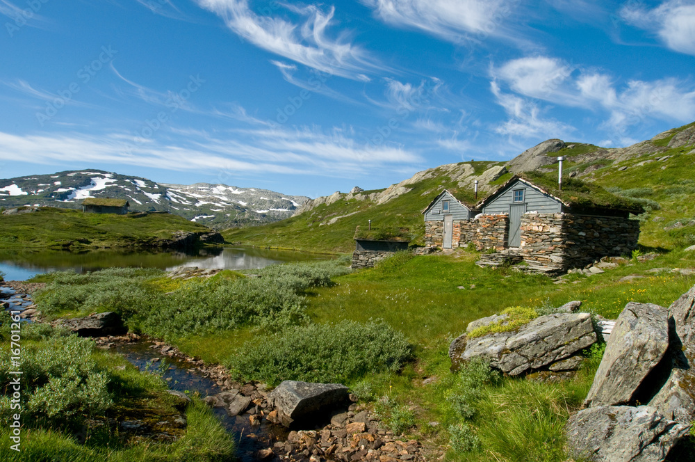 Hütten auf der Hardangervidda, Norwegen Hütten auf der Hardangervidda, Norwegen