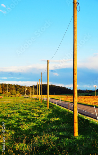 Swabian Alb Landscape with lonely power poles