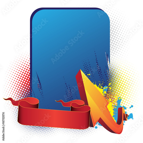 Blue banner, arrow and ribbon