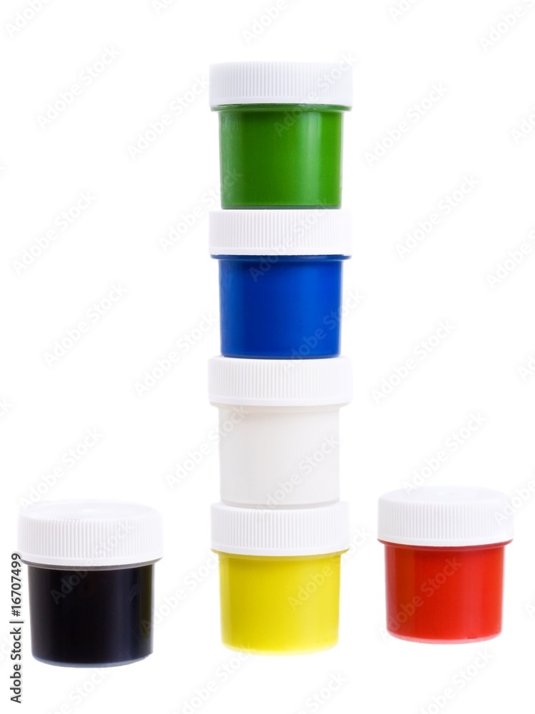 Set of the watercolor gouache paints isolated on white Set of the watercolor gouache paints isolated on white