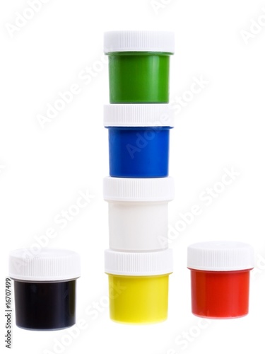 Set of the watercolor gouache paints isolated on white