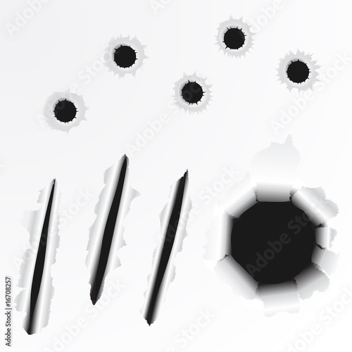 set of paper holes and slashes vector