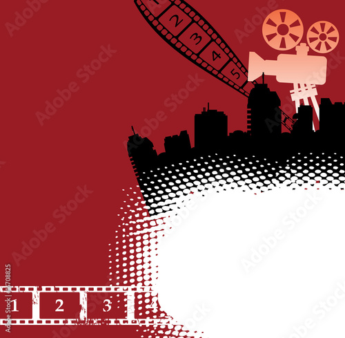 Cinema theme with movie projector and filmstrip