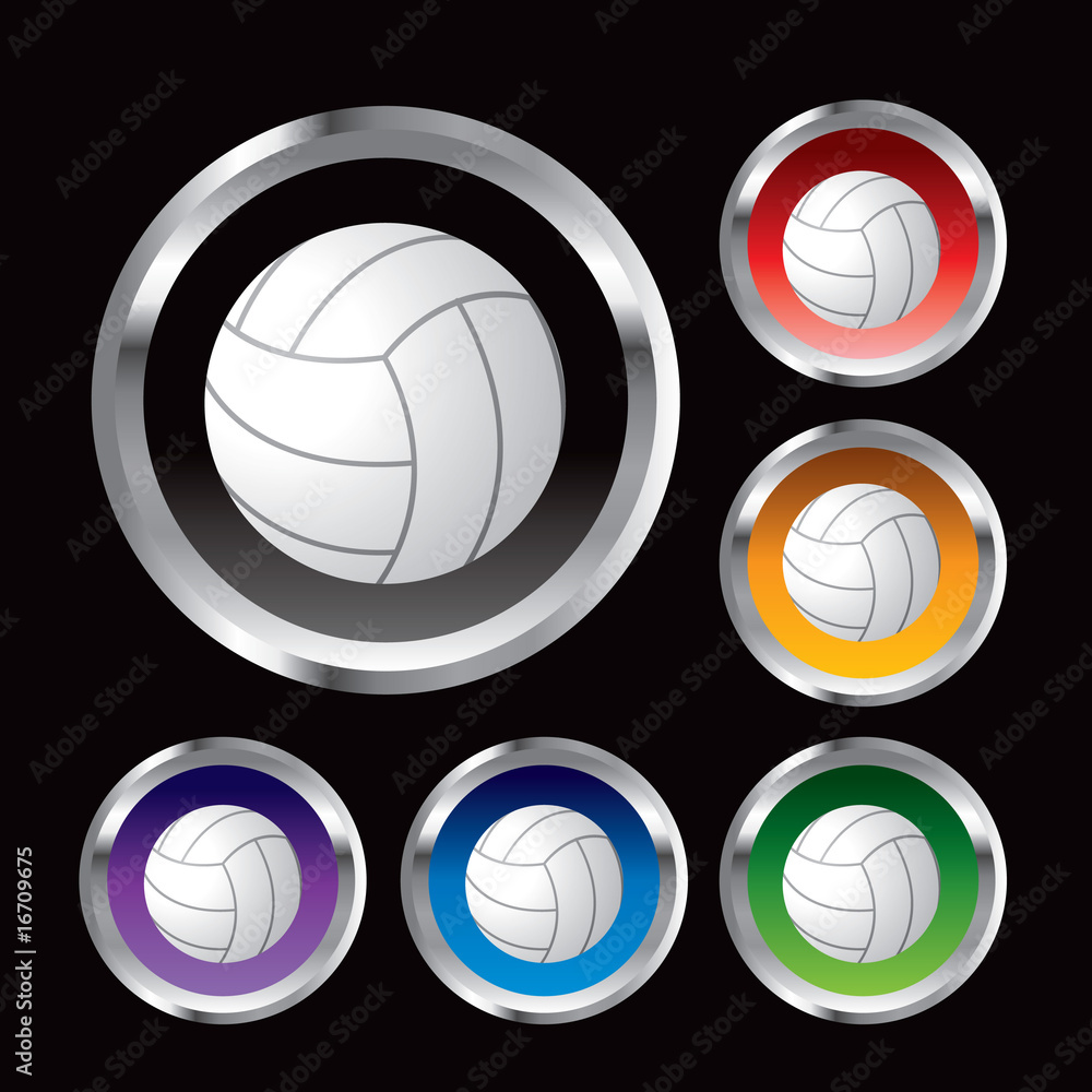 volleyball on colored round buttons volleyball on colored round buttons