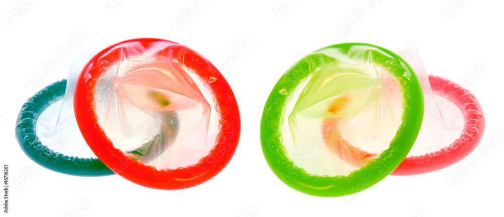 Color Condoms isolated on white background Color Condoms isolated on white background