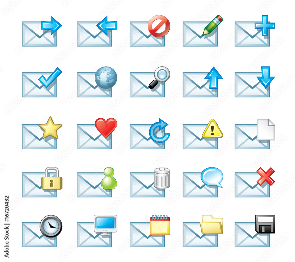 Vector illustrated set of 25 mailing icons