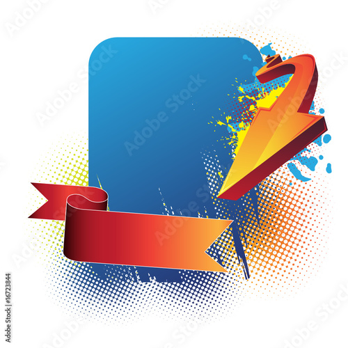 Blue banner and arrow