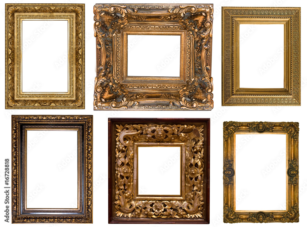 picture gold frame Collection on a white picture gold frame Collection on a white