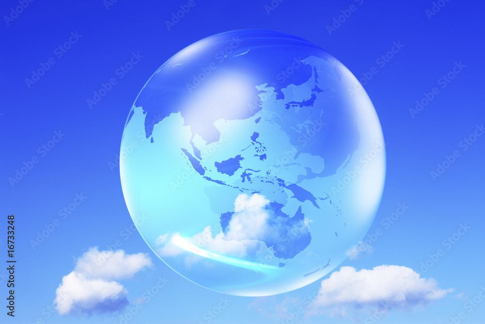 大空に地球儀 大空に地球儀