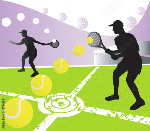 Tennis background with players.