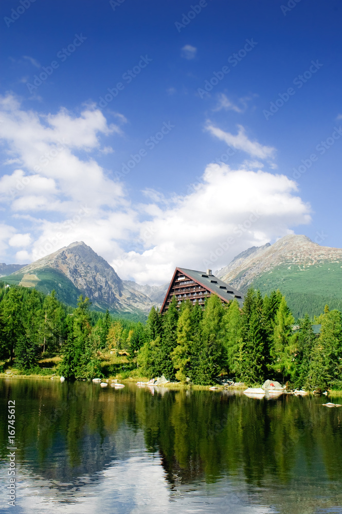 Popradske Pleso, Slovakia. Mountain lake at High Tatras.