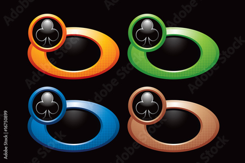 card suits on colored oval web buttons