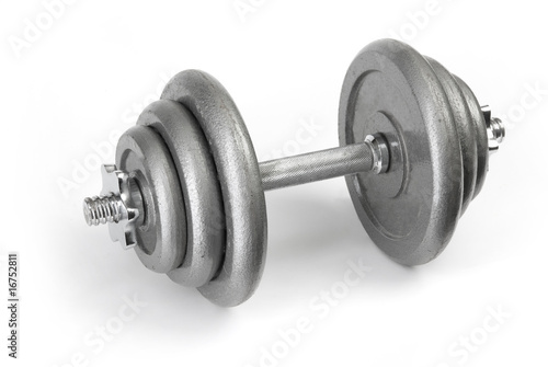 barbell. Close up of body building equipment on white background