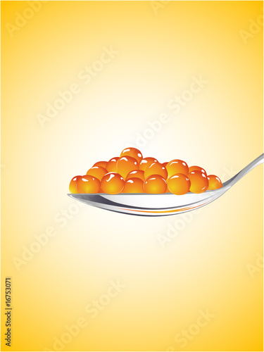 spoon with red caviar