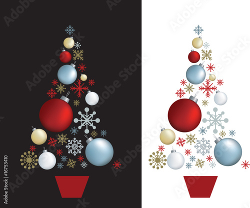 christmas decorations set designed in shape of a tree