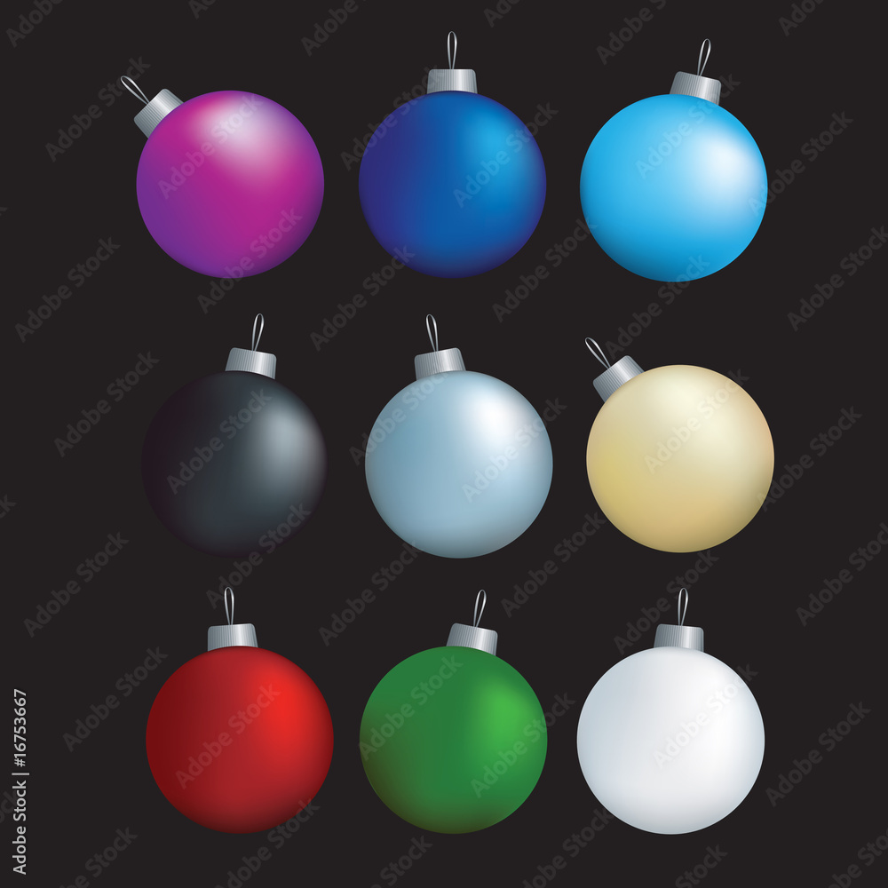 christmas decorations set of coloured baubles on black christmas decorations set of coloured baubles on black
