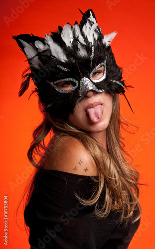Cat woman tongue photo