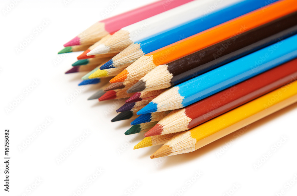 Set of colour pencils on white background Set of colour pencils on white background