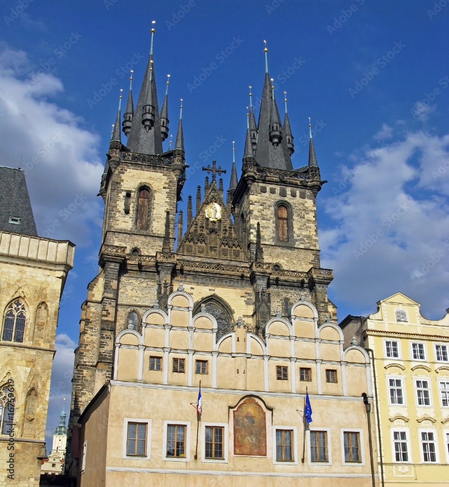 Prague, Capital Of Chech Republic. Famous Tyn Cathedral.