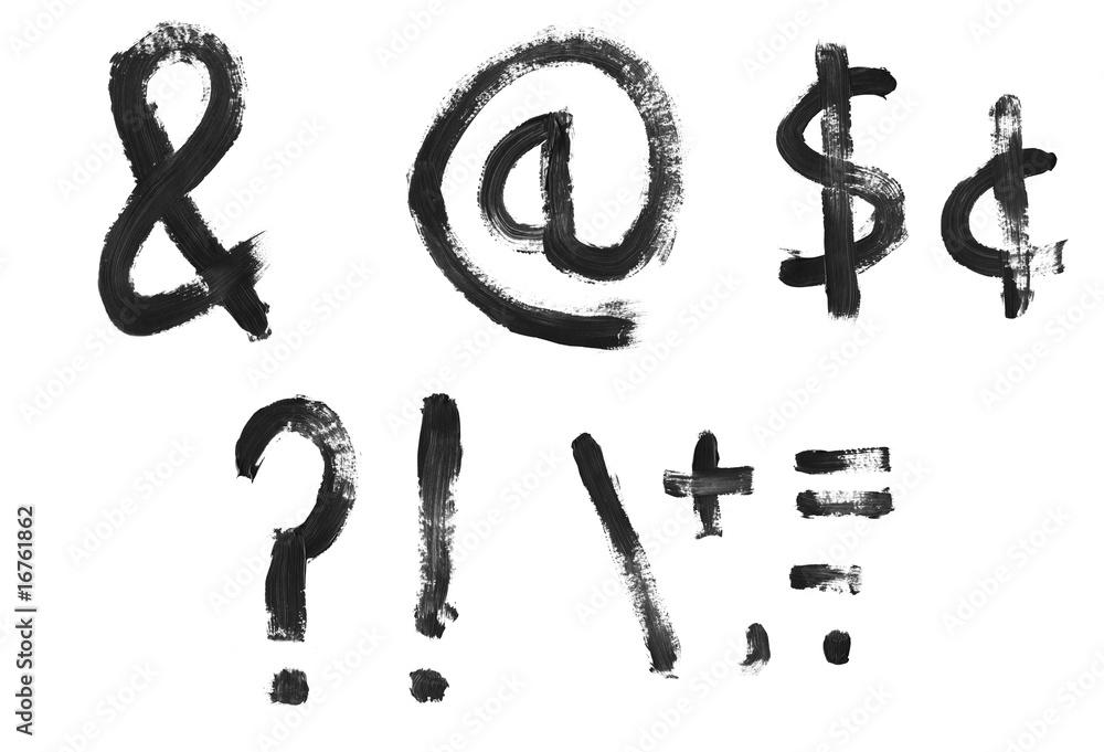 Set of painted letters, numbers & symbols Set of painted letters, numbers & symbols
