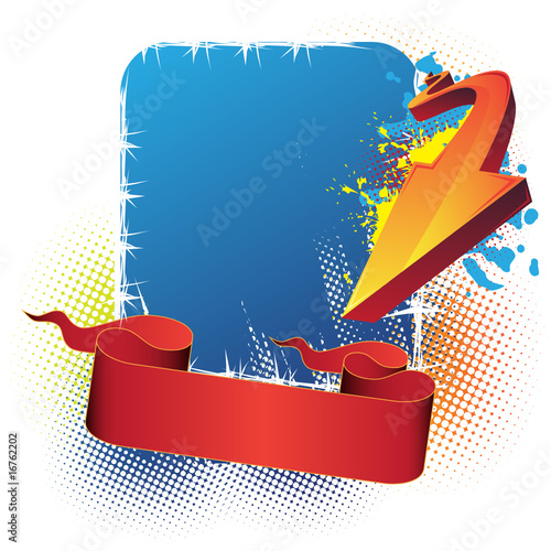 Blue banner, arrow and ribbon