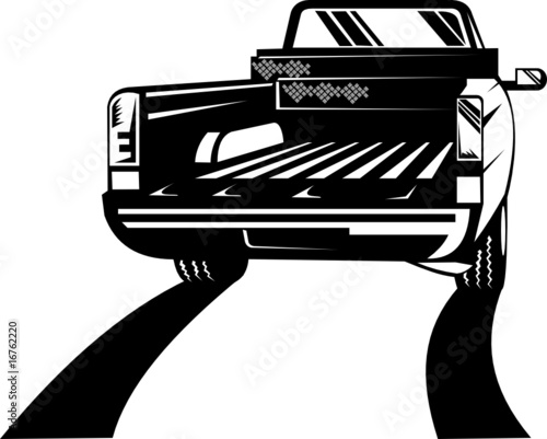 Pick up truck viewed from the rear