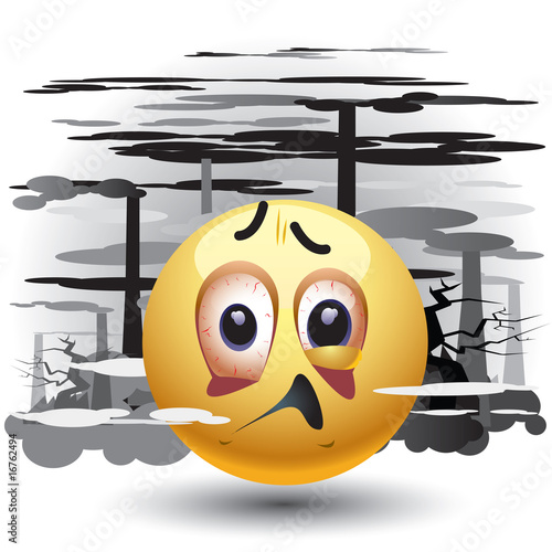 Smiley ball in a polluted environment