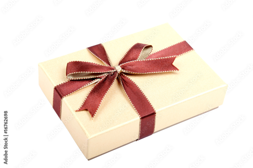 Gift, present box with bow isolated on white background Gift, present box with bow isolated on white background