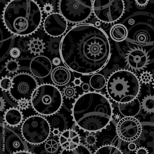 Seamless both side Cogwheels pattern, vector layered.