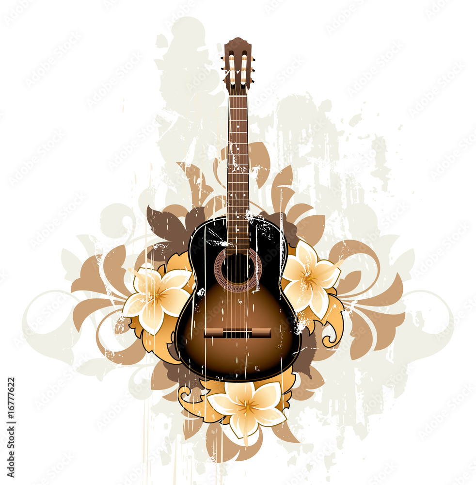 Fototapeta Floral abstract with guitar
