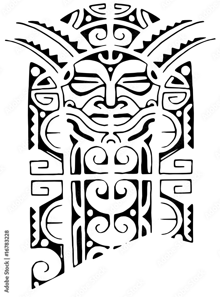 maori maschera del sole Stock Vector | Adobe Stock