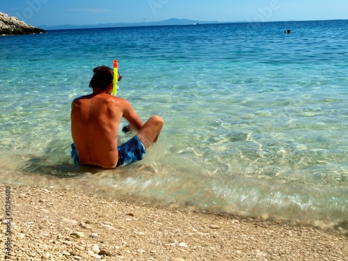 free diver on the beach