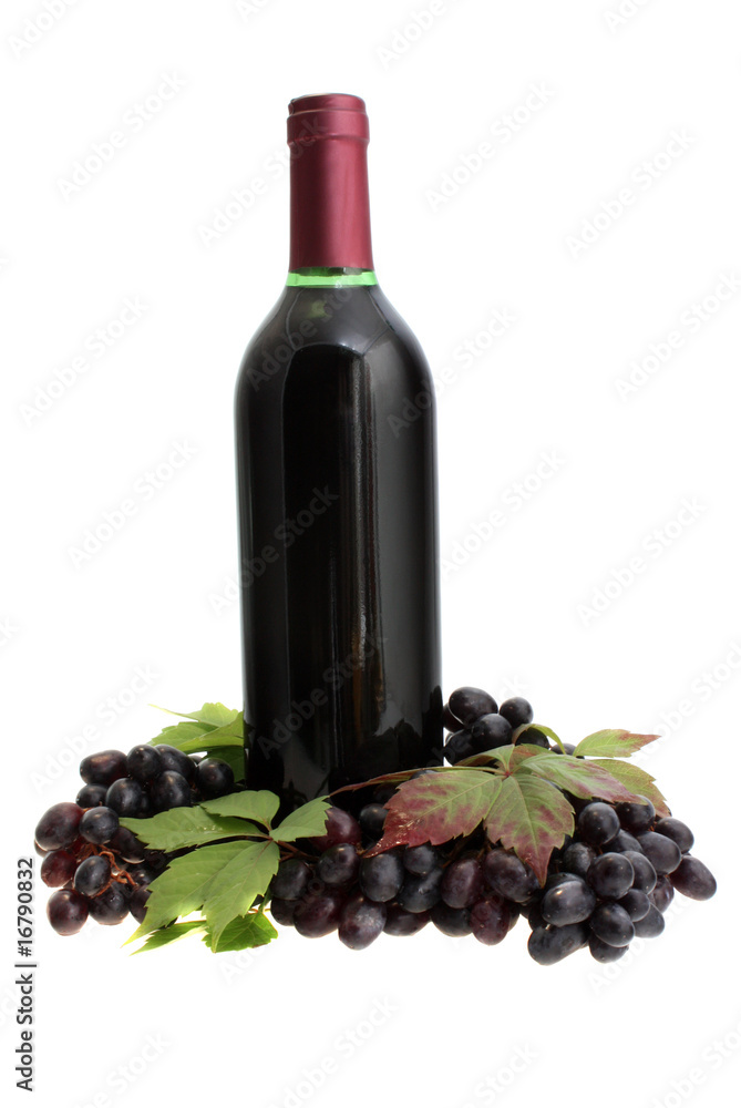 Bottle of red wine isolated.